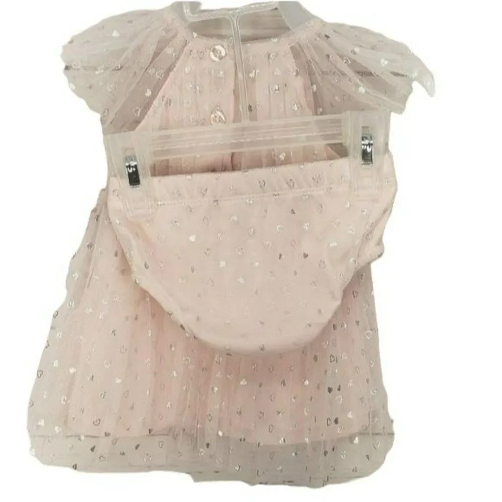 Little Lass Baby 0/3 Months Pink Hearts‎ Dress - Picture 4 of 8